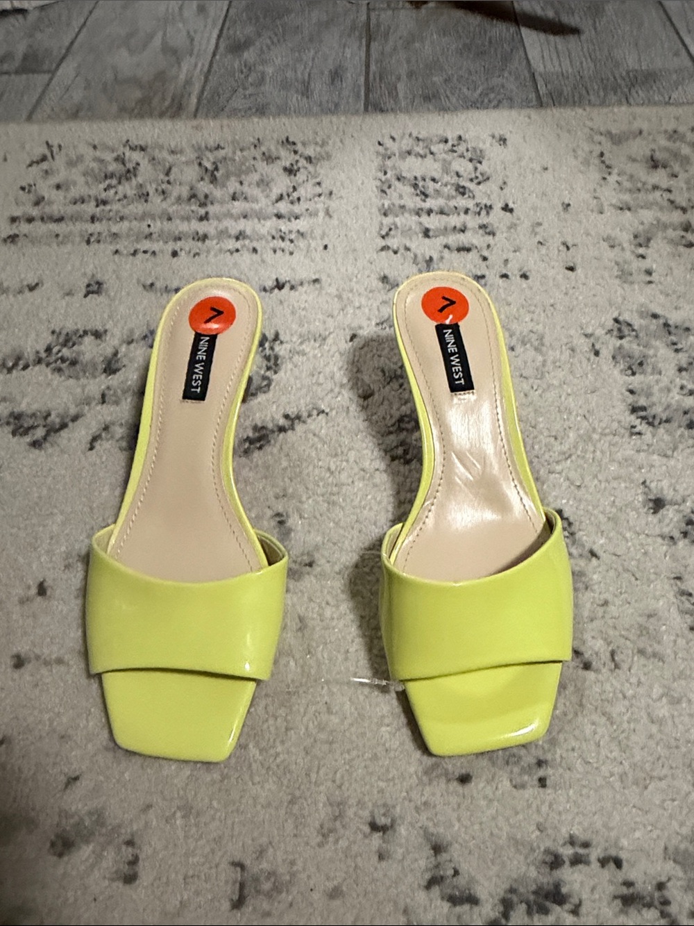 Nine West Neon Lime Open-Toe Slide Mules - Picture 3 of 8